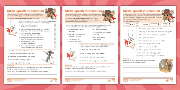 speech marks year 2 worksheet tes